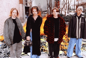 Outraged teenagers in St. Paul, MN, burn copies of <I>The Grapes Of Wrath</I> and other lame banned books.